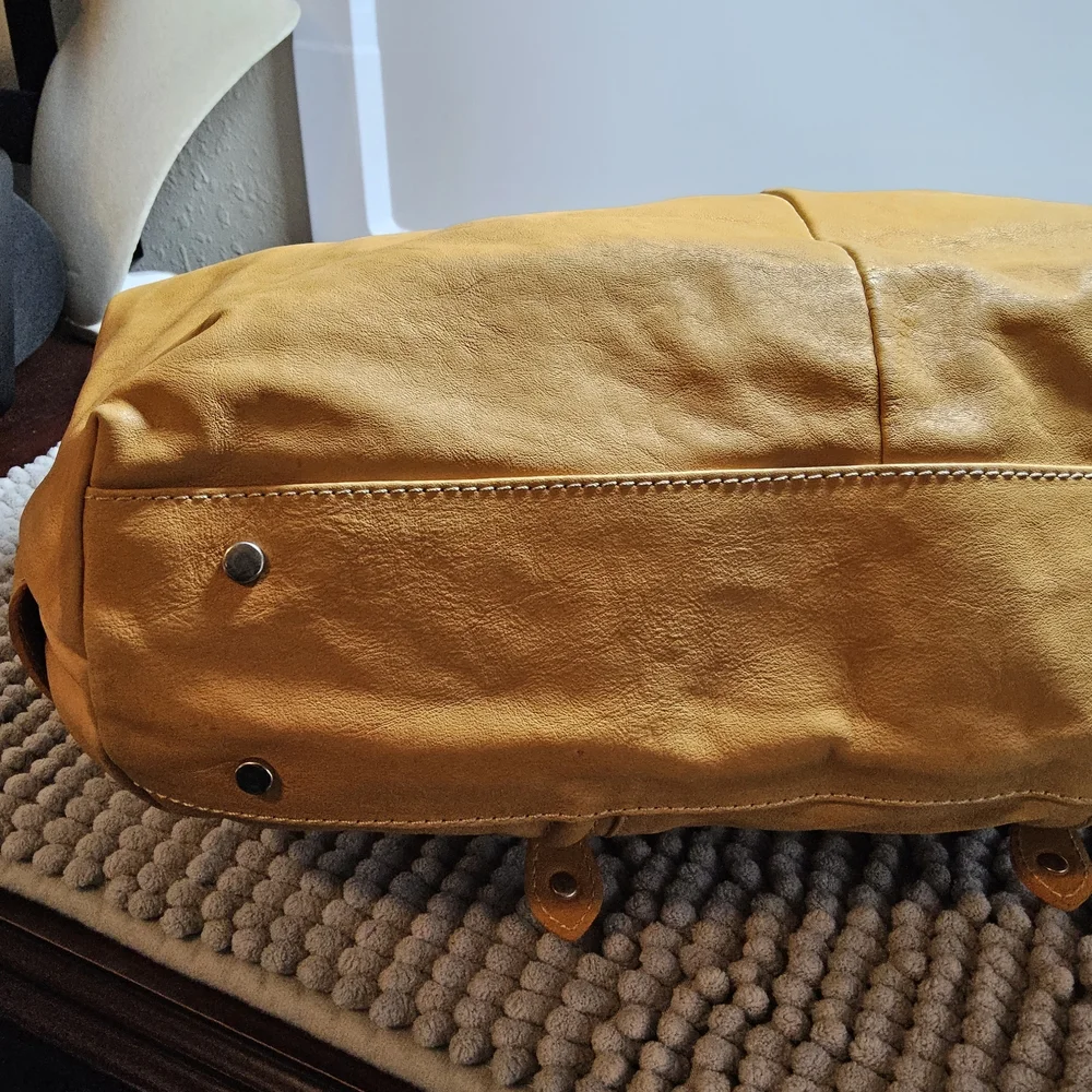 Preloved Mustard Colored Nuovedive Leather Women's Hobo Bag